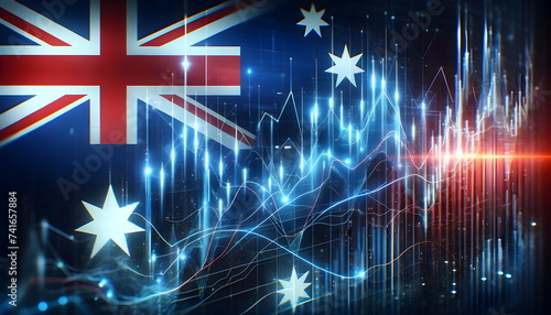 stock exchange chart graph on australian flag background photo