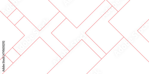 Abstract red and white blueprint background architecture and technology bright lines. Geometric squares with digital connection of lines. White transparent material in triangle design