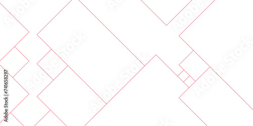 Abstract red and white blueprint background architecture and technology bright lines. Geometric squares with digital connection of lines. White transparent material in triangle design