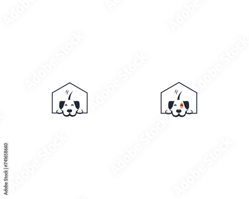 Pet Dog logo design template vector, line of pet logo design suitable for pet shop, store, cafe, business, hotel, veterinary clinic, Domestic animal vector illustration logotype, sign or symbol