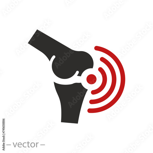 injury leg icon, joint pain, arthritis, inflammation person knee, flat symbol - vector illustration