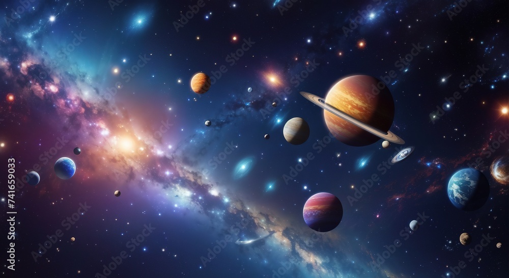 Space-themed background with galaxies Space-themed background with galaxies