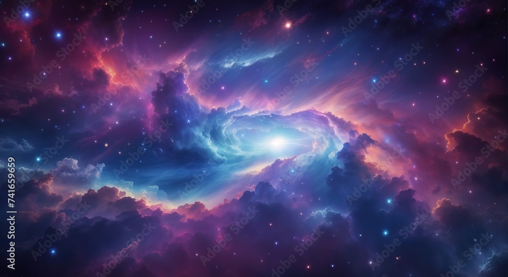 Fototapeta premium Colorful space galaxy cloud nebula