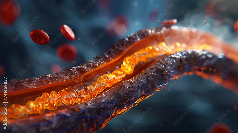 A striking depiction of cholesterol plaque buildup within a human ...