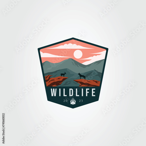 wildlife or wild wolf and goat on nature logo vector illustration design