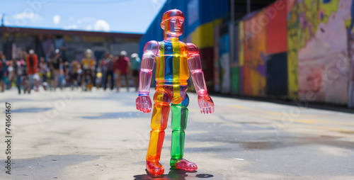 The colorful plastic mannequin at the annual  International Fair.Unidentified mannequin dressed in a colorful plastic costume in the street. © Kashif Ali 72