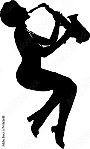 silhouette of a person playing a saxophone