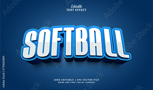 Softball Editable Text Effect  Style 3d Sport Vintage & Logotype Badge Sporty