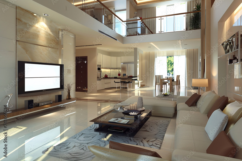 Large luxury modern bright interiors Living room mockup Large luxury modern bright interiors Living room mockup