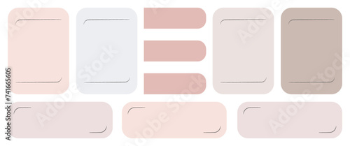 Hand drawn paper quote frame set. Pastel color text box.Empty speech frames. Flat vector isolated illustration.