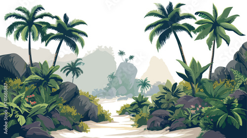 Exotic natural landscape vector illustration isolated