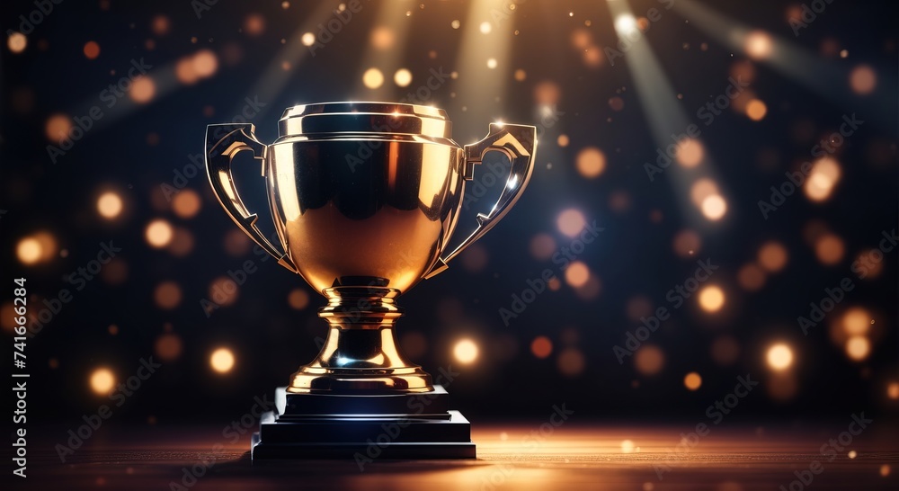 Champion trophy on a dark background Champion trophy on a dark background