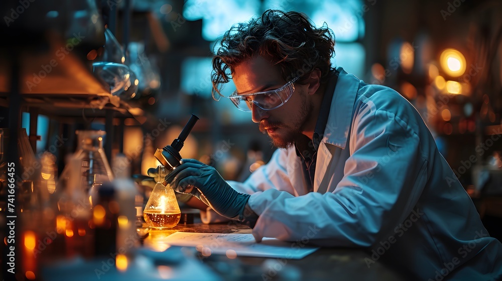 Naklejka premium scientist engrossed in their research