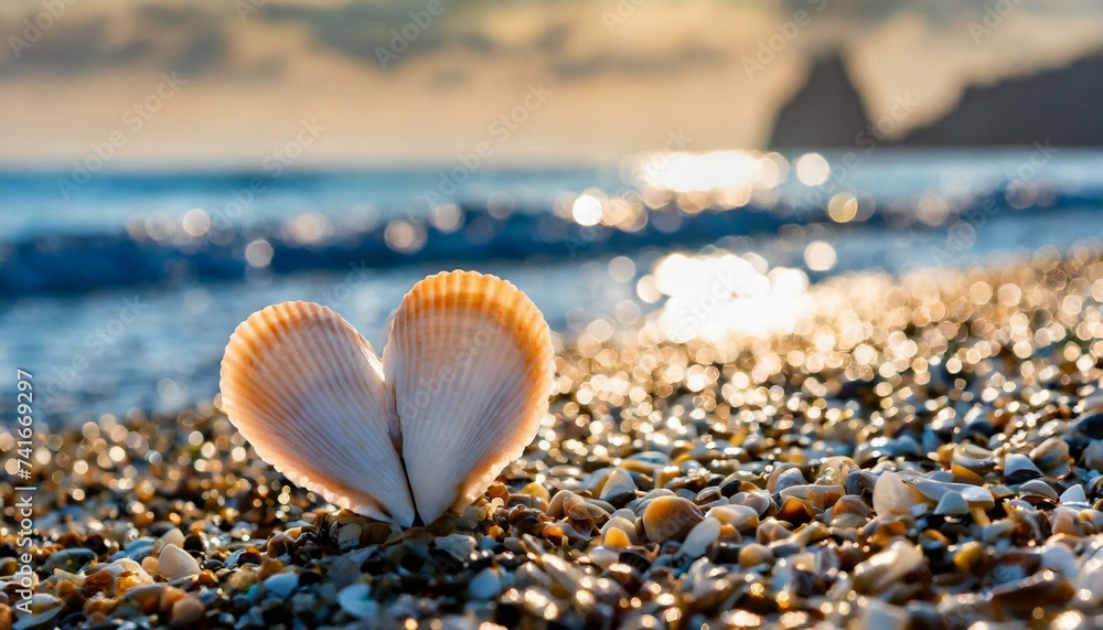 Heart-shaped Seashell in the Seaside Heart-shaped Seashell in the Seaside