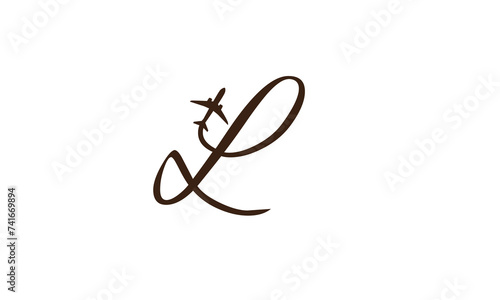 L letter Concept air plane and travel logo. Air Travel Logo Design with L letter.