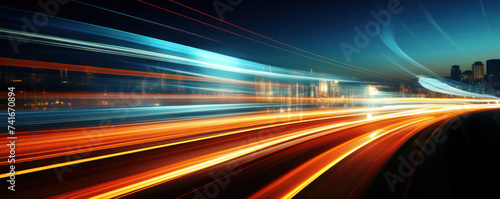Night Rush: Blurred Motion of Urban Traffic on a Fast-paced City Street
