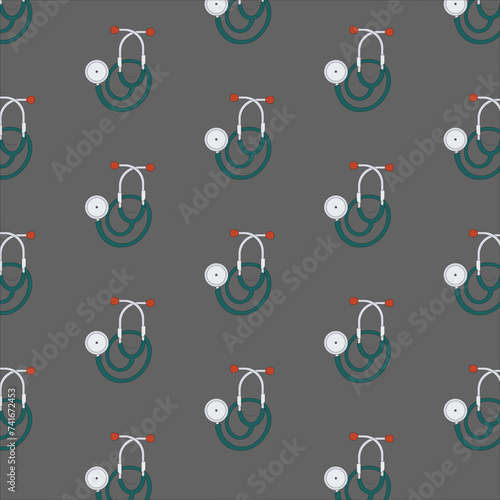 stethoscope, seamless pattern, pattern for postcard, gift wrap, textile factory, medical background