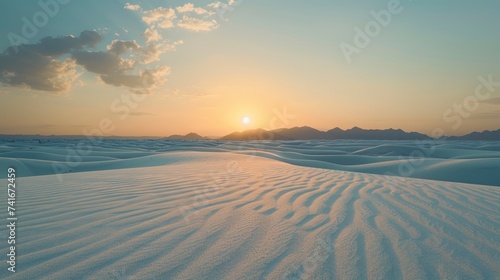 Solar power farm in white sand desert, beautiful landscape, professional photo