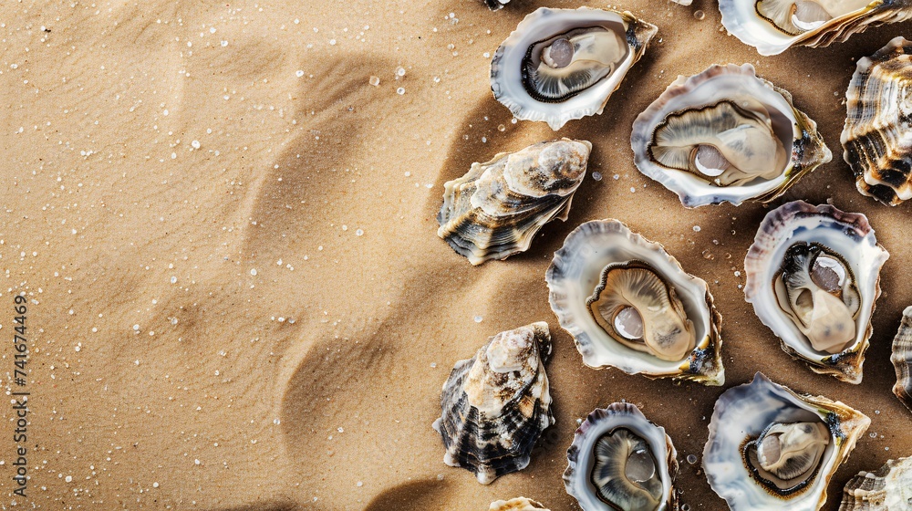 Pearl oysters, scattered along the sandy beach, bask in the warmth of the sun, their shells reflecting the hues of the sky and sea. Each one holds the potential for a precious gem, a treasure waiting. Pearl oysters, scattered along the sandy beach, bask in the warmth of the sun, their shells reflecting the hues of the sky and sea. Each one holds the potential for a precious gem, a treasure waiting.