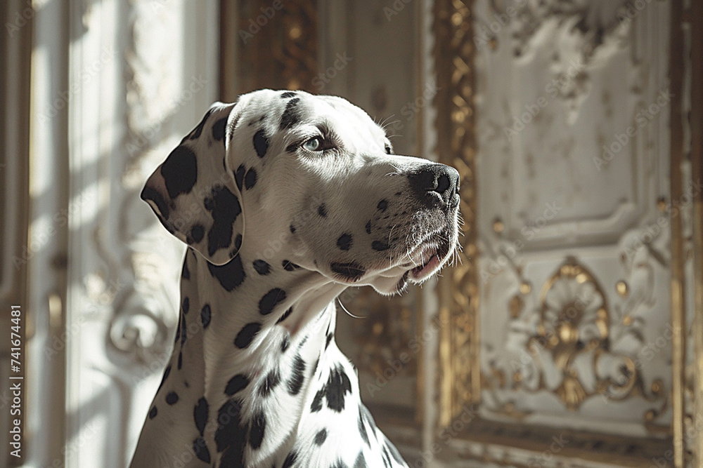 Regal dalmatian posing with dignified poise, classic beauty personified. 