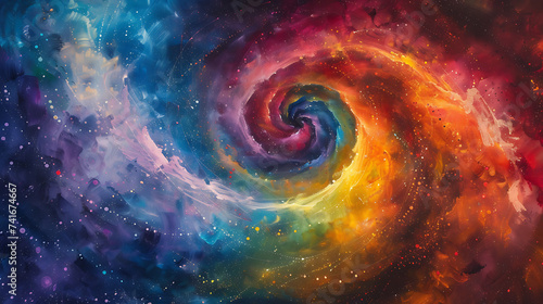 A kaleidoscope of vibrant colors swirling in a mesmerizing vortex, portraying the energy and dynamism of the cosmos
