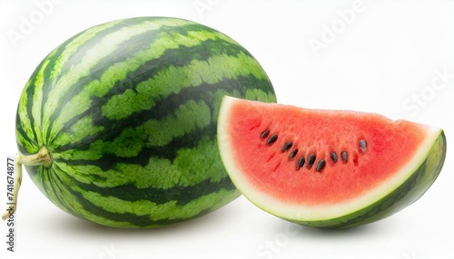 Juicy watermelon with sliced isolated on white background. Clipping path