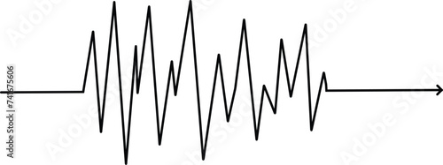 Chaotic line arrow. Doodle chaos simple drawn symbol, confused messy knot tangle scribbled line. Vector isolated. Tangled wires, complicated thoughts, brain confusion, problem solving