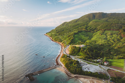 Aerial shot of Ishinami and Nichinan Coast, Kushima, Miyazaki Prefecture, Kyushu, Japan.