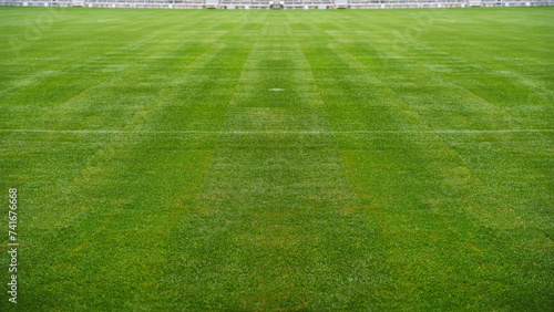 textured natural soccer game field - center, midfield © Igor Link