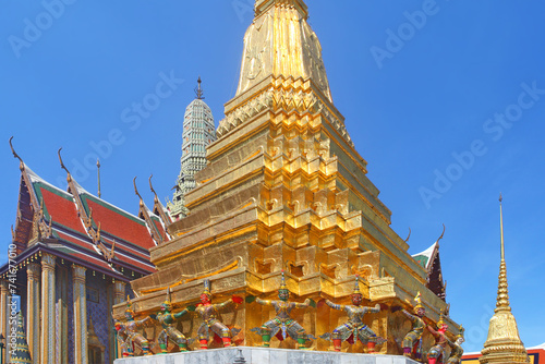 Bangkok, Thailand, the famous Gilded Chedi at Wat Phra Kaew temple