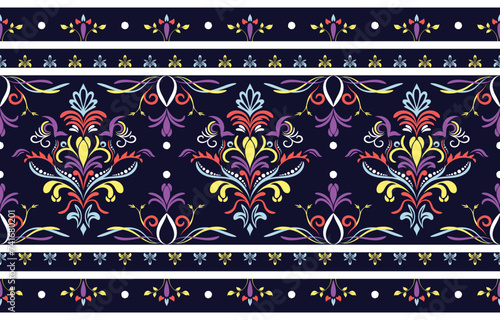 Ethnic Pattern. Ethnic India seamless pattern design oriental style. Damask India Motif.