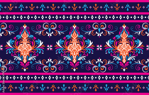 Ethnic Pattern. Ethnic India seamless pattern design oriental style. Damask India Motif.