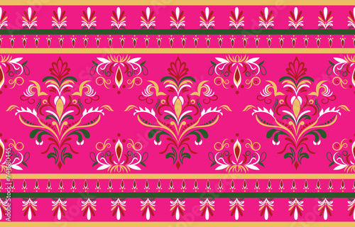 Ethnic Pattern. Ethnic India seamless pattern design oriental style. Damask India Motif.