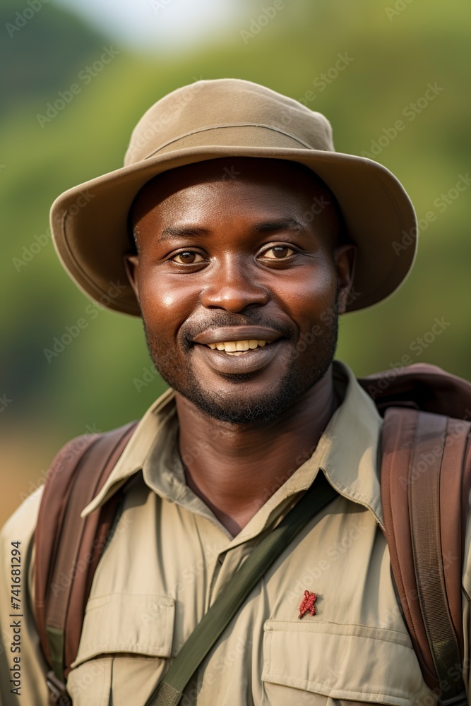 young african man on safari vacation
