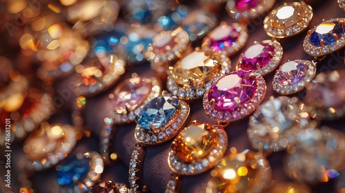 Sparkling Gemstone Showcase. A Glittering Display of Elegance