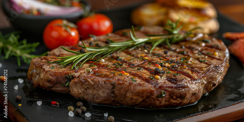 Big Steak. Paleo Diet with Meat, Carnivor Habits. Ancient Diet. Slice of Beef. Keto Friendly, Keto Diet. High Protein Meal.