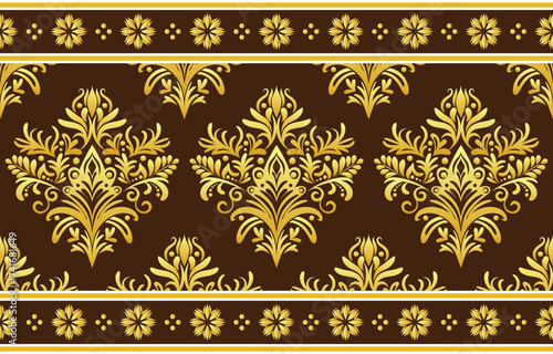 Ethnic Pattern. Ethnic India seamless pattern design oriental style. Damask India Motif.