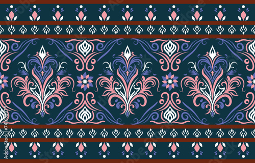 Ethnic Pattern. Ethnic India seamless pattern design oriental style. Damask India Motif.