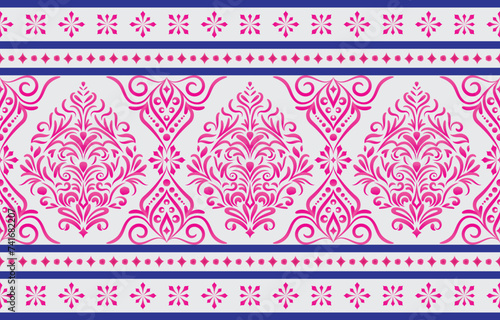 Ethnic Pattern. Ethnic India seamless pattern design oriental style. Damask India Motif.