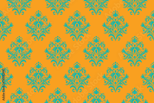 Ethnic Pattern. Ethnic India seamless pattern design oriental style. Damask India Motif.