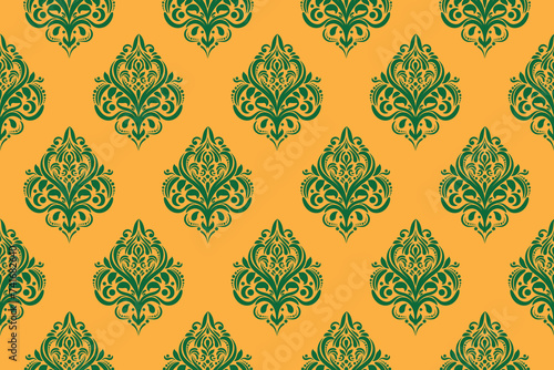 Ethnic Pattern. Ethnic India seamless pattern design oriental style. Damask India Motif.