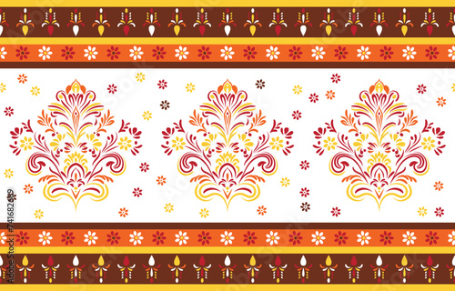 Ethnic Pattern. Ethnic India seamless pattern design oriental style. Damask India Motif.