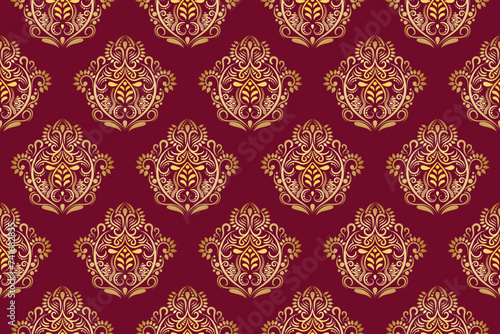 Ethnic Pattern. Ethnic India seamless pattern design oriental style. Damask India Motif.