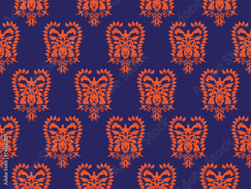 Ethnic Pattern. Ethnic India seamless pattern design oriental style. Damask India Motif.