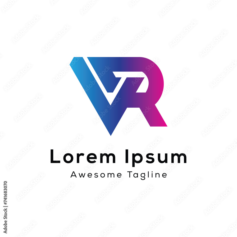vr letter initial logo design vr letter initial logo design