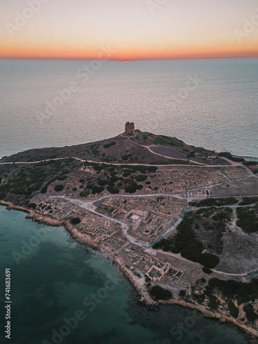 Aerial view of Archaeological area of Tharros, Capo San Marco, Sardinia, Italy. photo