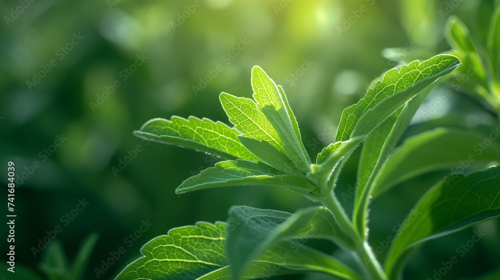 Professional Shot of an Isolated Stevia Plant in a Sunny Day full of Leaves. Professional Shot of an Isolated Stevia Plant in a Sunny Day full of Leaves.