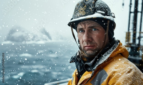 An oil worker in uniform an...