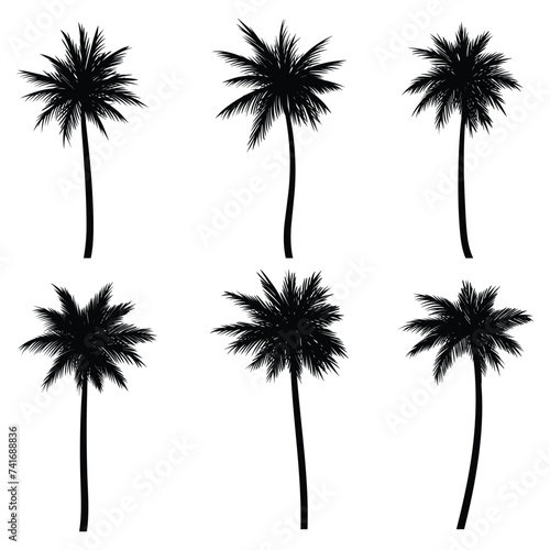 Palm tree coconut silhouette set collection