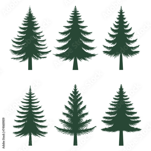 Pine tree silhouette set collection © andypp